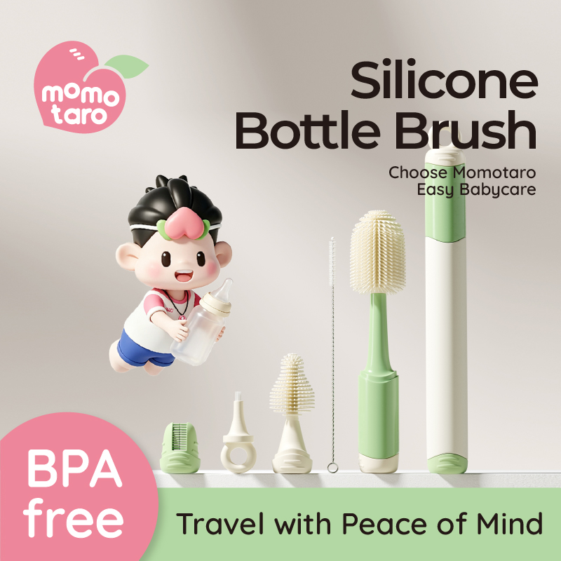 Bàn chải bình sữa Momotaro silicone - Làm sạch không chứa BPA để chăm sóc bé hàng ngày