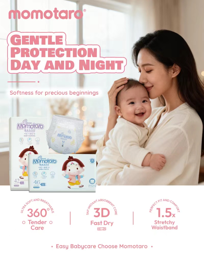 Tã giấy Momotaro Baby Bảo vệ nhẹ nhàng ngày đêm
