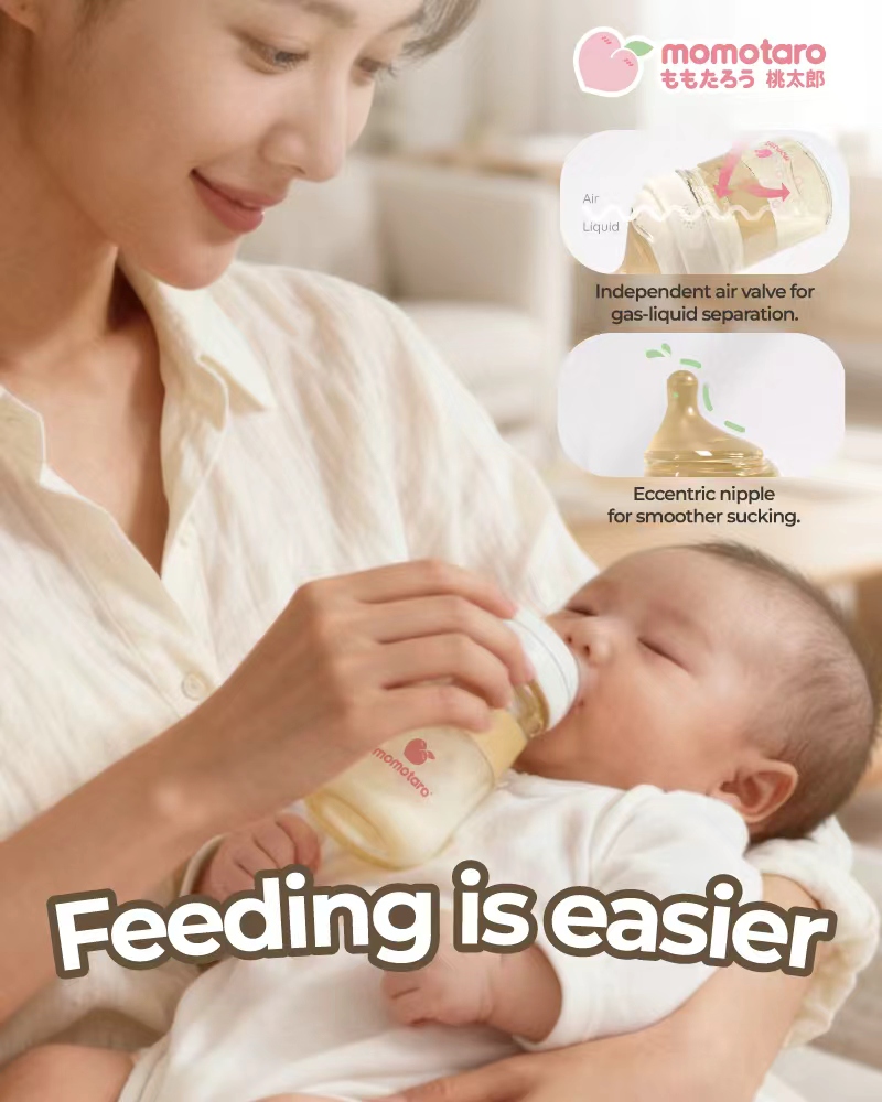 Bé bú dễ dàng hơn với bình sữa Momotaro