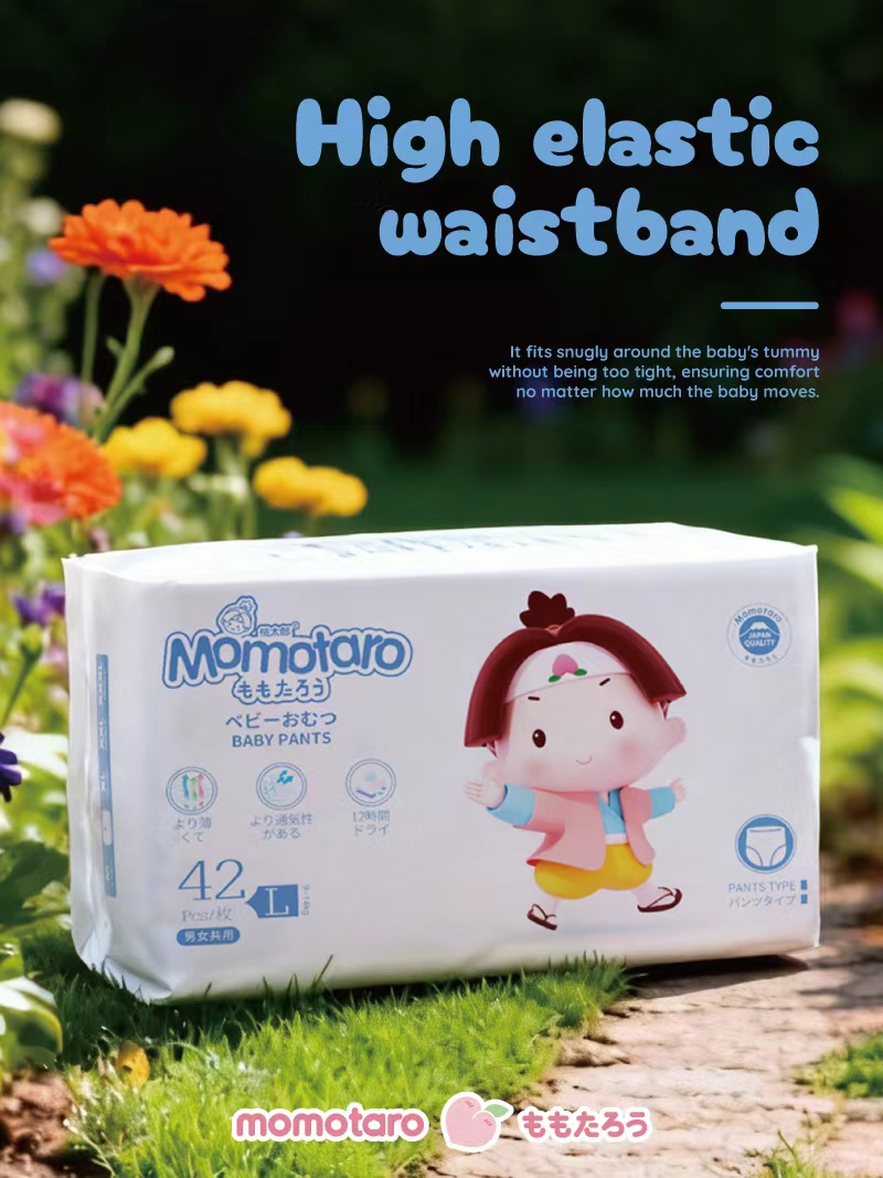 Tã giấy trẻ em Momotaro có dây thắt lưng đàn hồi cao để bán buôn và cung cấp OEM